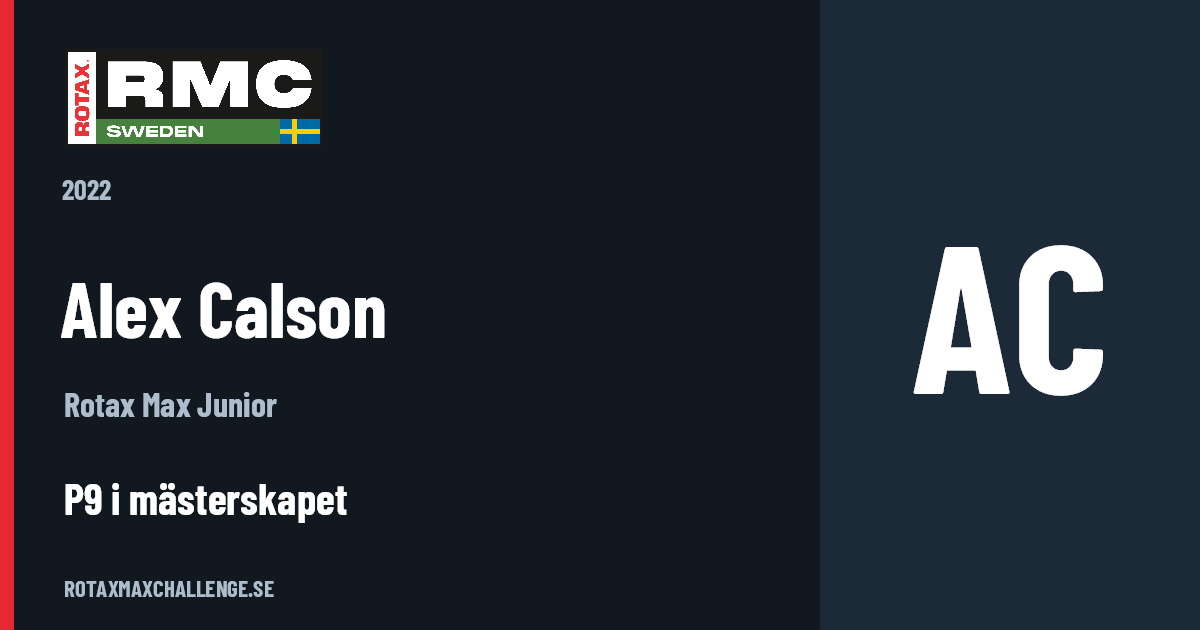 Förarkort för Alex Calson