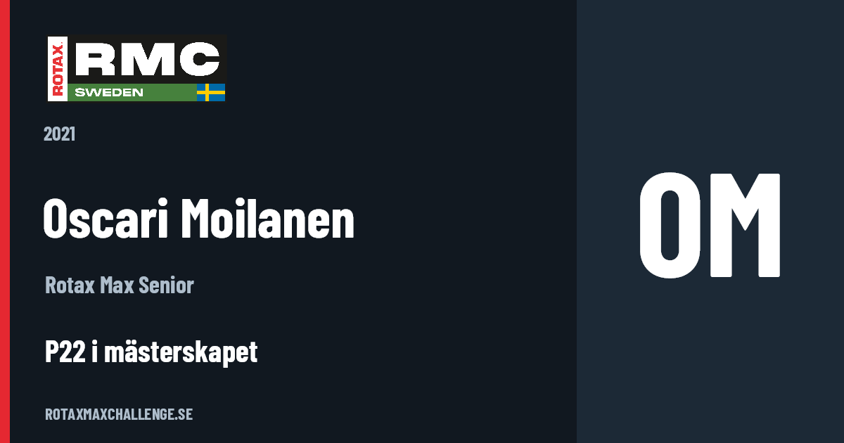 Förarkort för Oscari Moilanen